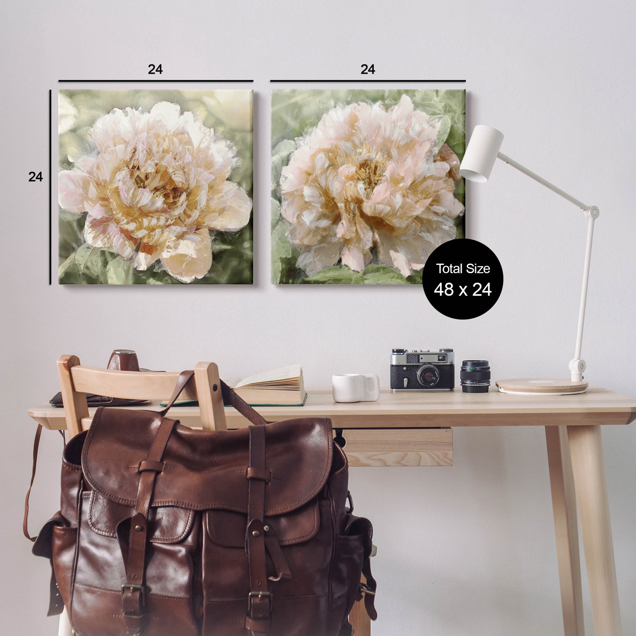 Carnation Plant Blooming Garden Botanical & Floral Graphic Art Gallery Wrapped Canvas Print Wall Art, Set of 2