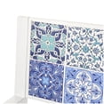 thumbnail image 4 of DecMode Metal Floral Scroll Mosaic Outdoor Bench with Blue and Teal Patterns, White, 4 of 9