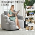 thumbnail image 6 of 360° Swivel Round Upholstered Comfy Chair With One Soft Pillow, Teddy Fleece High-Resilience Sponge Single Sofa, No Assembly for Living Room, Bedroom, Apartment, Light Grey, 6 of 9