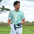 thumbnail image 2 of Kdxio Blue Marble Print Men's Short Sleeve Polo Shirt,Midweight Men's Shirt, 2 of 5