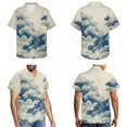 thumbnail image 3 of Jiueut Blue Cloud Pattern Couple Matching Outfits Summer Flare Dresses for Women Mens Hawaiian Button Down Shirts Beach Vacation Outfits for Husband and Wife 2026, Size M, 3 of 5