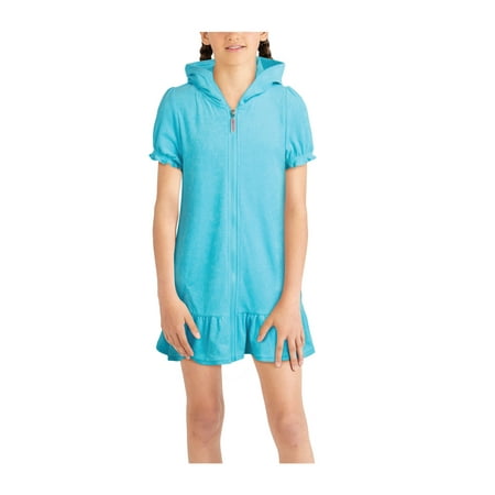 

Limited Too Girls Swim Cover-Up - UPF 50+ French Terry Hooded Zip-Up Beach Robe (2T-16)