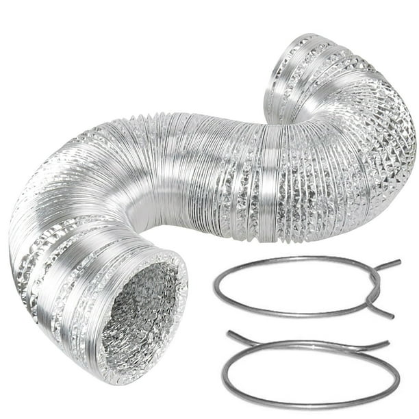 Flexible Dryer Duct Air Aluminum Vent Pipe 8 Feet x 4 Inch Includes 2