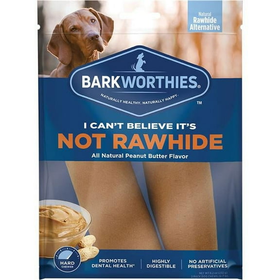 Barkworthies 20512146 Peanut Butter Not Rawhide Rolls for Dogs, Large - Pack of 2