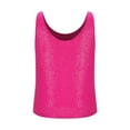 thumbnail image 3 of Felirenzacia Women's Solid Color Sparkling Sequin Tank Top, Wide Strap Round Neck Sleeveless Loose Tube Top, Hot Pink,S, 3 of 8