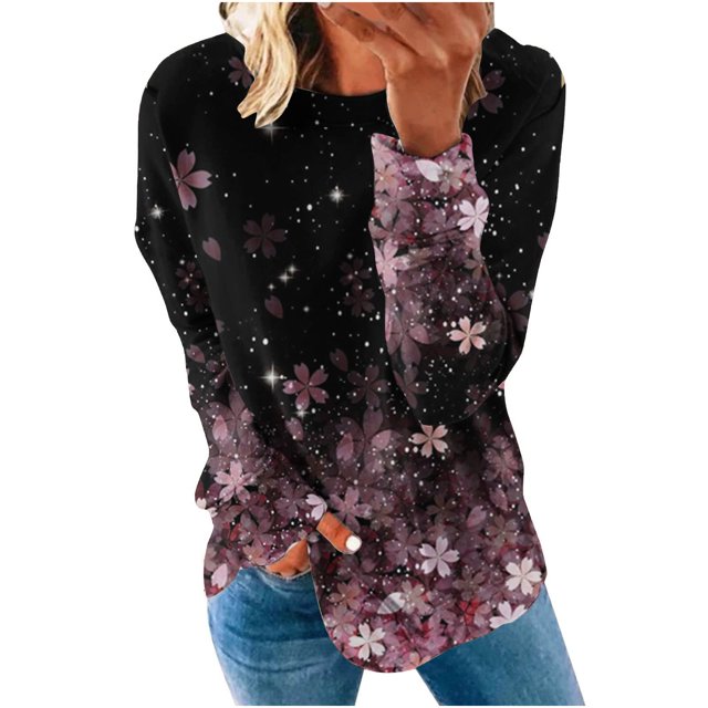 Sudaderas de Cuello Redondo de Navidad Para Mujer Primavera Otoño Manga Larga Impreso Suéter Top Odeerbi ODB193561
