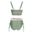 thumbnail image 4 of MKLEKYY Swimsuits Women High Waisted Bikini Sets Swimsuits Color Block Two Piece Drawstring Bathing Suit, 4 of 4