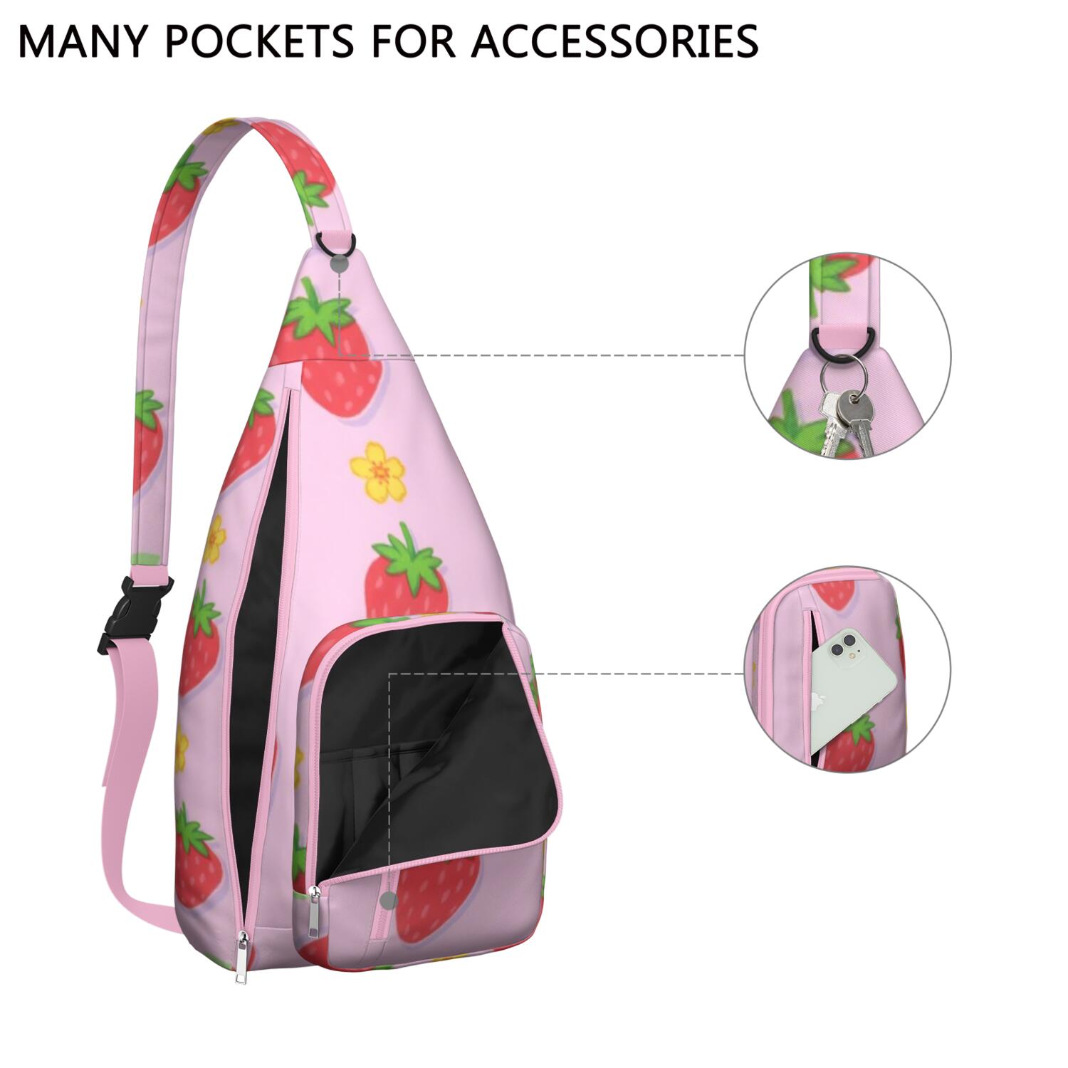 Strawberry Sling Backpack Small Travel Backpack for Women Men Unisex