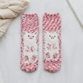 thumbnail image 2 of Lovskoo Slipper Socks for Women Low Cut Adult Print Lovely Puppy Plush Middle Tude Socks Home Stockings Cute Novelty Crew Socks Pink, 2 of 3