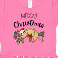 thumbnail image 3 of Inktastic Merry Christmas Cute Sloth with Santa Hat and Lights Gift Baby Girl Dress, 3 of 4