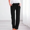 thumbnail image 5 of Bovemsi Casual Pants for Women Womens Daily Elastic Waist Straight Solid Color Loose Long Corduroy Trousers Beach Trousers with Pockets, 5 of 9