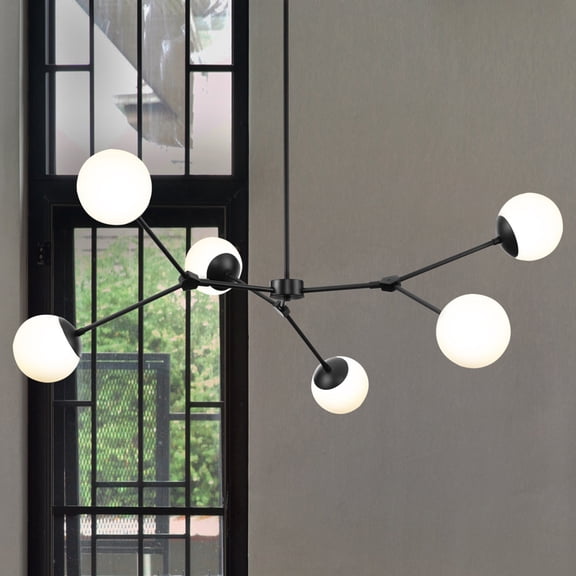 Luxury Minimalist Chandelier, Matte Black, UHP4982
