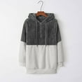 thumbnail image 4 of dazeni Women's Half Zip Fuzzy Sweatshirt Patchwork Long Sleeve Fleece Pullover Top Oversized Plush Hoodie Coat Sherpa Pullover, 4 of 6