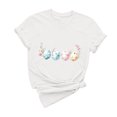 thumbnail image 1 of Tops de Cuello Alto para las Mujeres Pascua Impresa Camiseta Cuello Redondo de Manga Corta, Poliéster Spandex, 1 of 6