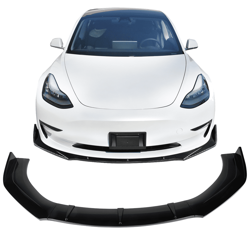 Ikon Motorsports Unadjustable Front Bumper Lip Splitter Fits 59" - 65'' Width Car 3PC PP Gloss Black
