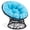 37"-Blue Cushion, variant on LOGYAT Wicker Papasan Circle Chair, 360° Swivel Chair, 37" Living Room Chair, Indoor Outdoor Rattan Chair with Thick Cushion, Ideal for Teenagers,Grey Rattan with Black Cushion