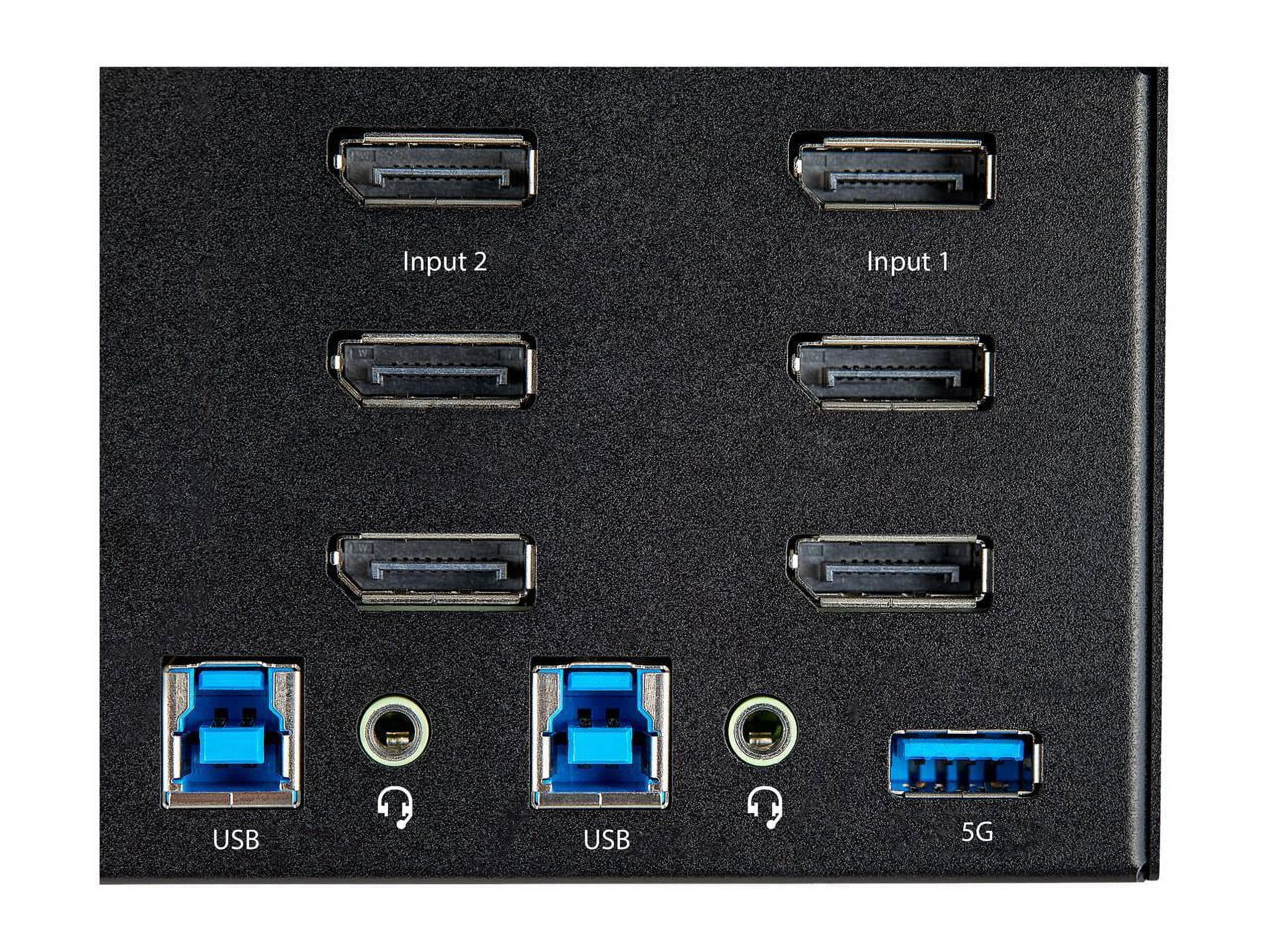 StarTech.com 2 Port Triple Monitor DisplayPort KVM Switch 4K 60Hz UHD HDR, DP 1.2 KVM Switch, 2-Pt USB 3.0 Hub, 4x USB HID, Audio, Hotkey