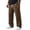Brown #047, variant on Pants For Men Waffle Knit Straight Leg Casual Pants Elastic Drawstring Waist Leather Patch Decor Side Pockets Trendy Streetwear Trousers For Everyday Wear, 4XL