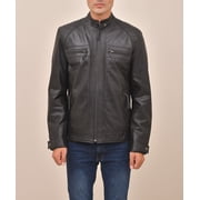 Men's Quilted Black Genuine leather jacket