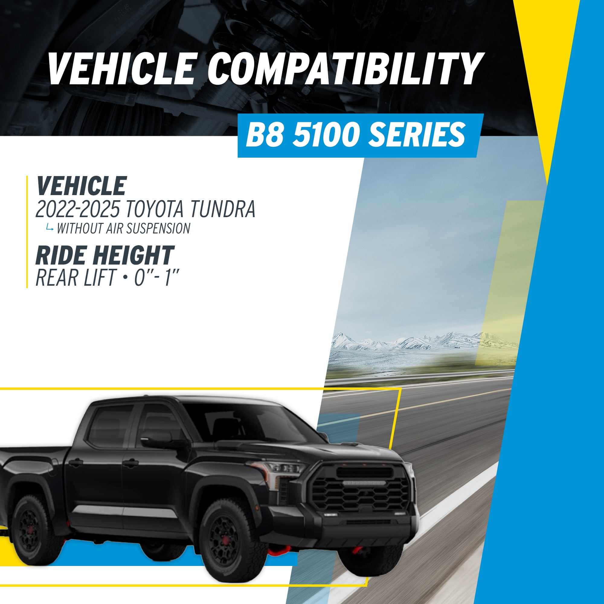 Bilstein Pair of Rear B8 5100 Series Shocks Compatible with 2022-2025 Tundra w/o Air Suspension and with 0-1" Rear Lift