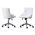 thumbnail image 3 of Swivel Office Chair in White Faux Leather with Stainless Steel and Tufted Seat, 3 of 3