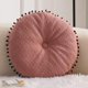 thumbnail image 1 of Nvzi Geometric Pattern Soft Round Chair Pad with Gradient Pom Pom Chair Cushion Garden Patio Home Kitchen Office Seat Cushion (Pink,Diameter 16"), 1 of 5