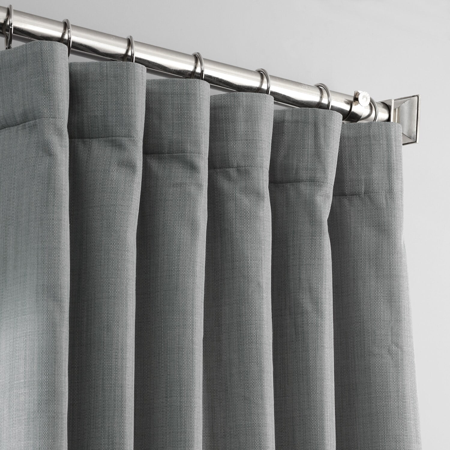 Pebble Grey Italian Textured Faux Linen Hotel Blackout Curtain (1 Panel), Pebble Grey, 50W X 96L