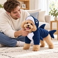 thumbnail image 4 of Shark Dog Blue Pet Outfit with Fin and Tail Size L for Small Medium Dogs Party Photo,L, 4 of 7