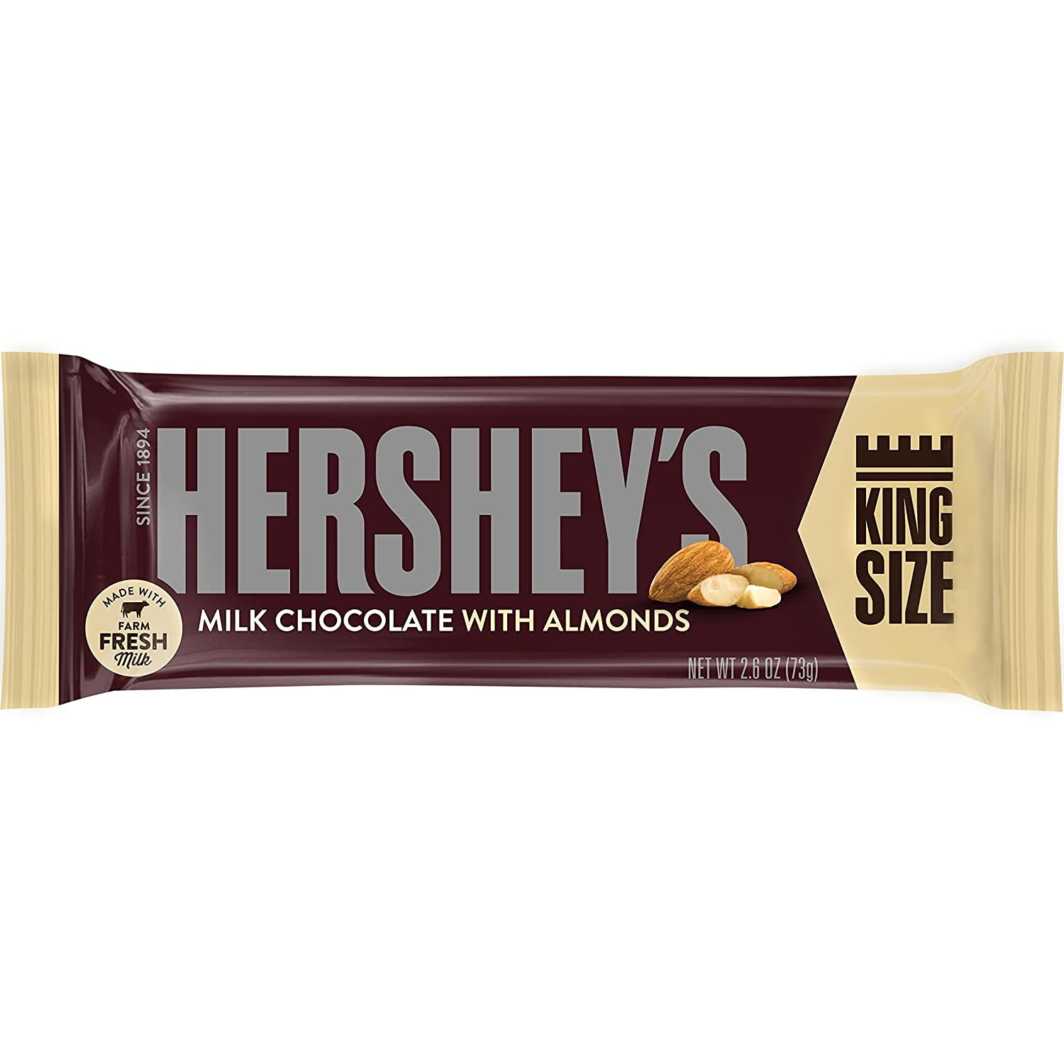 HERSHEYS Chocolate Candy Bars with Almonds, King Size (Pack of 18