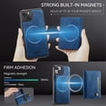thumbnail image 3 of AutSpace Funda para Apple iPhone 13, Bloqueo RFID, Cuero PU, Compatible con MagSafe, Billetera Desmontable 2 en 1 con Tarjetero, Soporte, Cubierta Protectora Magnética, Azul, para iPhone 13, 3 of 8