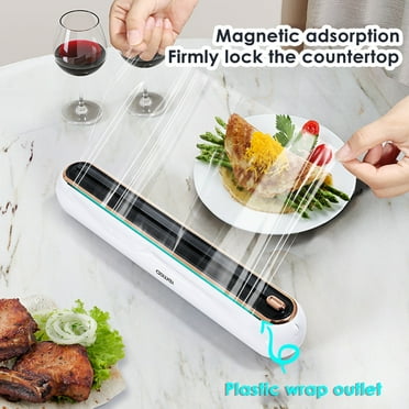 Cling Film Cutter - Wall Mount - Punch-Free - Hidden Blade - Magnetic Wrap Dispenser - Tear-Free - Large Roll Disposable Plastic Wrap Cutting Box - Kitchen Supplies