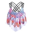 thumbnail image 2 of Women's Feather Print Strappy Padded Swim Top S-2XL, 2 of 5