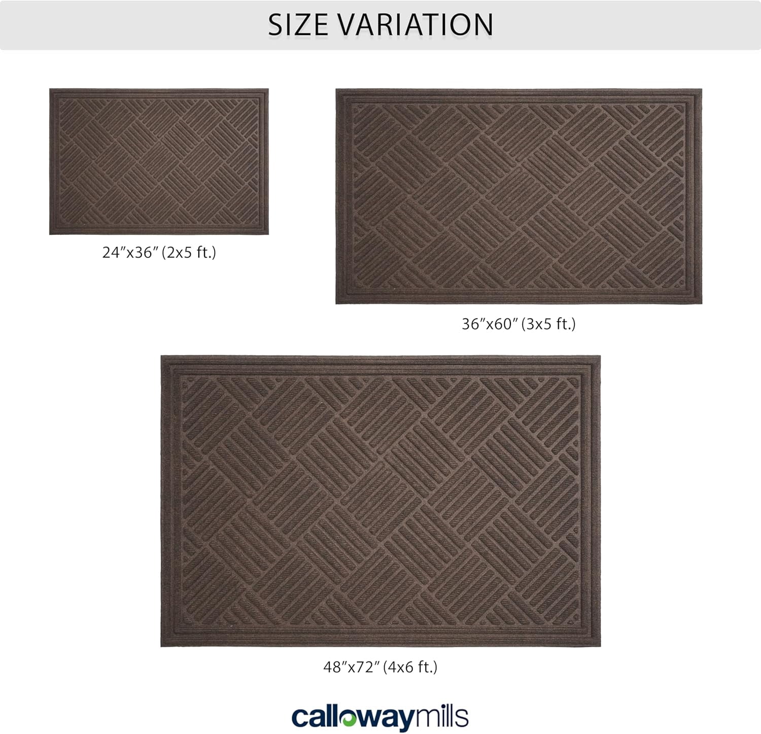 Calloway Mills 113230203 Chess Ribbed Brown Mat 2" x 3"