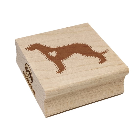 Irish Wolfhound Dog with Heart Square Rubber Stamp Stamping Scrapbooking Crafting - Small 1.25in