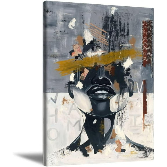 Aaheei Black Queen Wall Art African American Wall Art Black Woman Poster Black Girl Canvas Painting Abstract Artworks Contemporary Canvas Matte Prints Painting Home Decor for Living room Bedroom