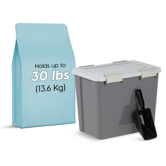 IRIS 30 Lbs. Airtight Pet Food Container | Dog & Cat Food Storage Bin with Scoop