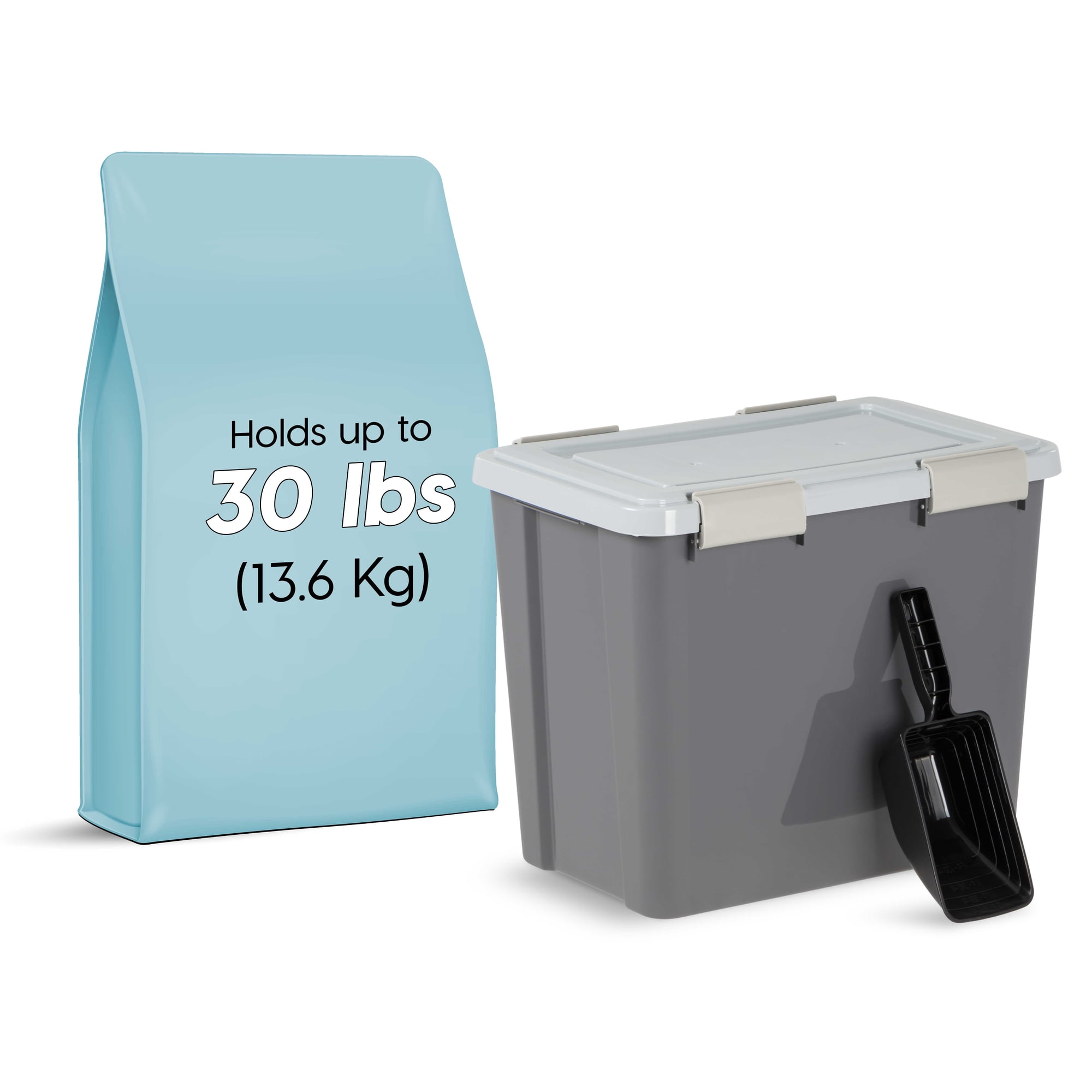 IRIS 30 Lbs. Airtight Pet Food Container | Dog & Cat Food Storage Bin with Scoop