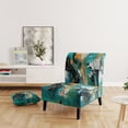 thumbnail image 2 of Designart "Cubist Kaleidoscope Teal Yellow Fusion" Chaise d'Appoint Rembourrée Teal Cubism - Fauteuil Moderne pour Salon, 2 of 7