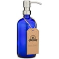 thumbnail image 4 of Cobalt Blue Glass Pint Jar Soap and Lotion Dispenser with Metal Pump (Stainless Steel), 4 of 5