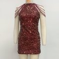 thumbnail image 3 of Vestido Halter Vestido ajustado para mujer Cuello redondo Color sólido Cremallera Traje de cóctel (Rojo vino L) Kuymtek para Mujer Vino rojo T M, 3 of 8