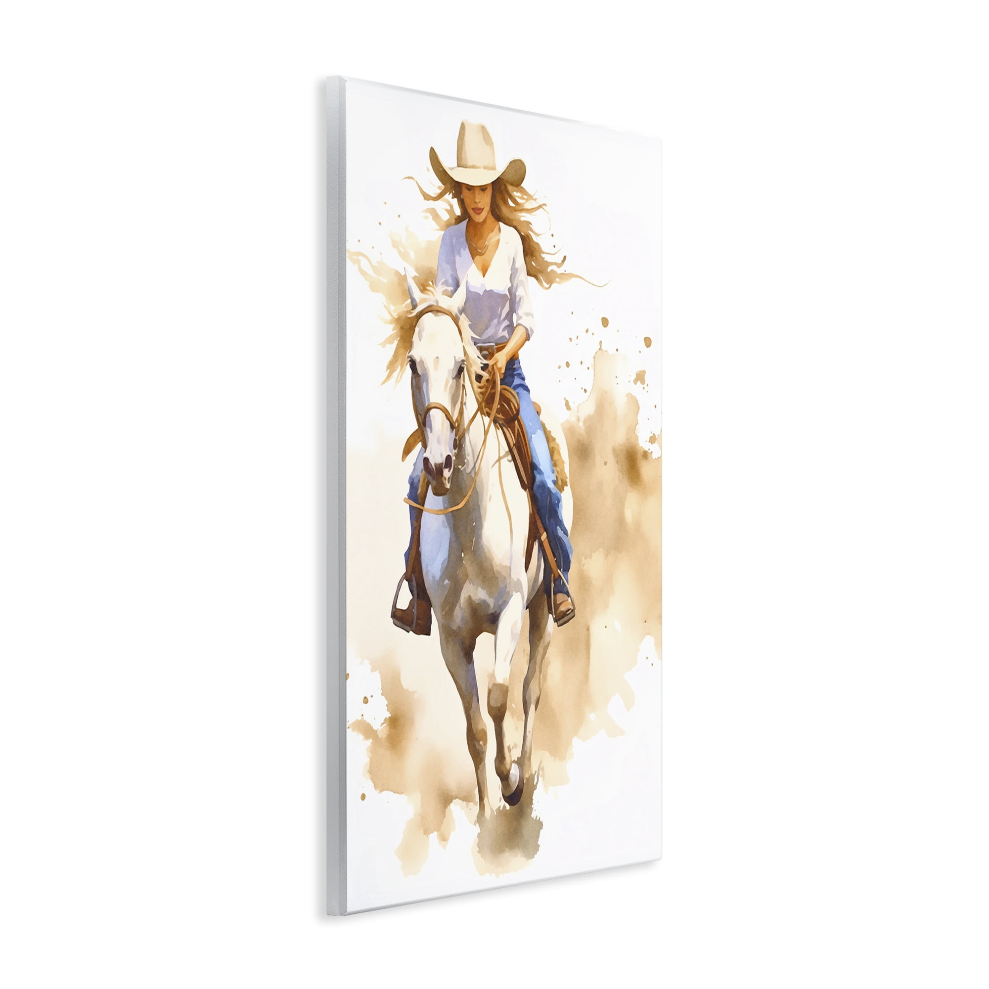 Stupell Industries Cowgirl Jockey Charm People Painting Unframed Art Print Wall Art, 10 x 15