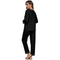 thumbnail image 5 of EA'S SECRET Women's Pajama Set 100% Cotton 2 Piece Lounge Pjs Soft Sleepwear Fall Long Sleeve Long Pant With Pockets(Black,L), 5 of 10
