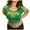 A-Green131, variant on Yuanlong Womens T-Shirts Flag Printed Short Sleeve Crewneck Tee Shirts Carnival Summer Cropped Stylish Slim Tops For Lady