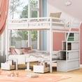 thumbnail image 3 of EUROCO Full Size Bunk Bed with Convertible Down Bed and Storage Staircase for Kids Teens, White, 3 of 16