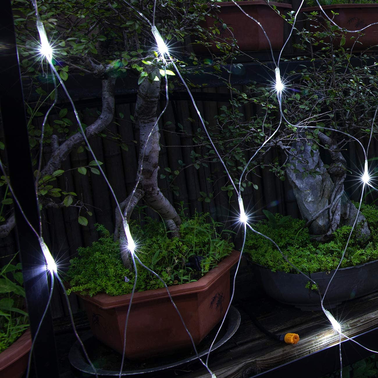 Bibana 200 LED Christmas Net Lights, 6.6ft x 9.8ft Outdoor Mesh Lights with 8 Modes for Garden Bushes & Indoor Party Decor - White