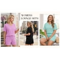 thumbnail image 4 of MOYIKO Women 2 Piece Shorts Set 2026 Casual Summer Cruise Outfits Ribbed Loose Matching Lounge Sets, 4 of 7