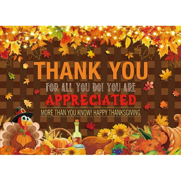 Happy Thanksgiving Banner Backdrop Maple Leaf Pumpkin Turkey Thanksgiving Appreciated Background for Photography Friendsgiving Give Thanks Decorations Supplies Photo Props