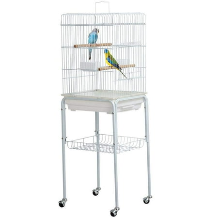 Yaheetech 46.5'' Rolling Metal Bird Cage w/ Perch for Parrot & Finch