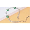 thumbnail image 3 of Beauty Green Cubic Zircon Flower Round Tennis Bracelet Silver Plated Women Party, 3 of 9