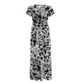 thumbnail image 5 of Psesaysky Grey Leopard Print Pattern Casual Maxi Dress, Soft with Pockets Polyester and Spandex Fabric Ladies Short Sleeve Long Maxi Dress for Weekend Gathering, 5 of 8